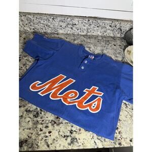 Vintage 1995 Mets, Youth T-shirt, Blue Russell, Pre-Owned Size Large